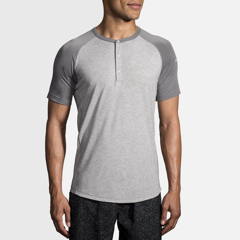 Brooks Cadence Mens Short Sleeve Running Shirt - Grey - Philippines (530794QRV)